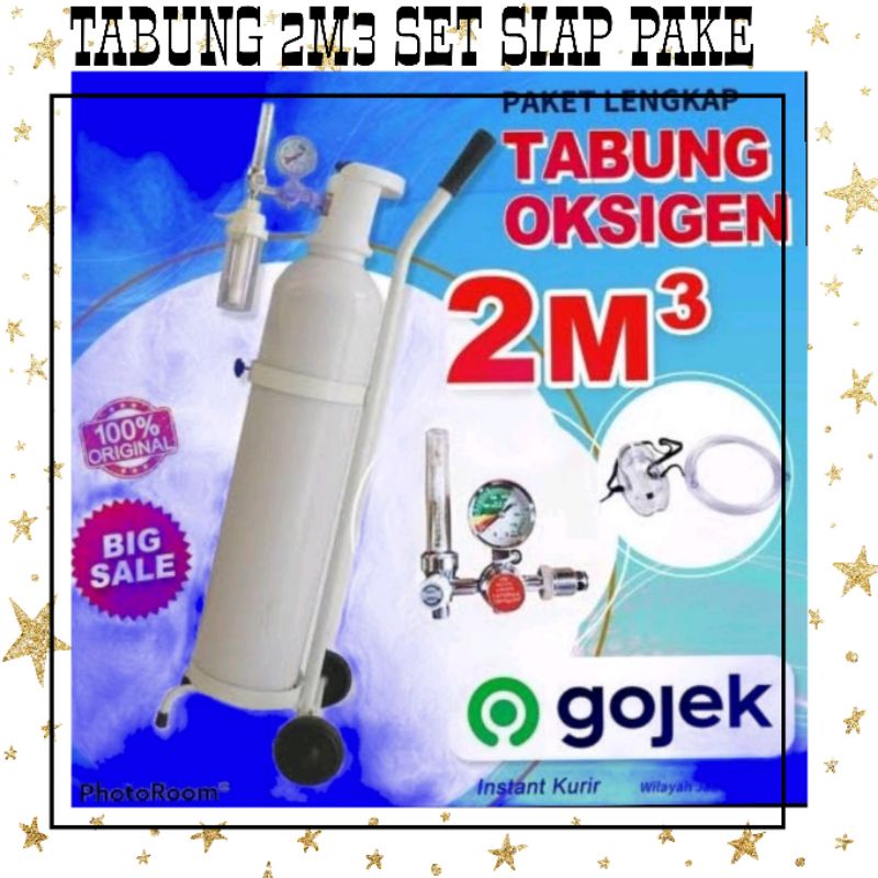 Jual Tabung Oksigen 2m3 Set + (Troli+regulator+nasal) - Tabung Oksigen ...