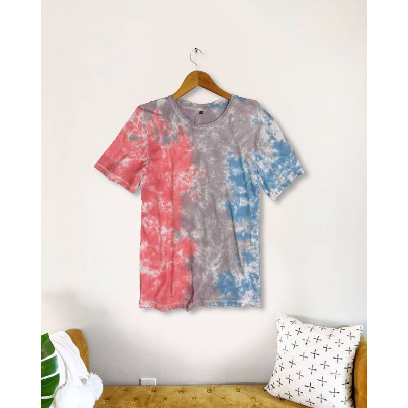 Jual Kaos Tie Dye baju bahan cotton 30s warna warni cewek cowok