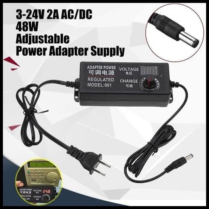 Jual Adaptor Adjustable 3-24v DC 2A Power Supply Adapter Universal ...