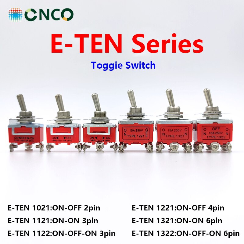 Jual E-TEN 1322 ON OFF ON Toggle Switch Saklar Tuas 12mm DPDT 6 Pin 15A ...