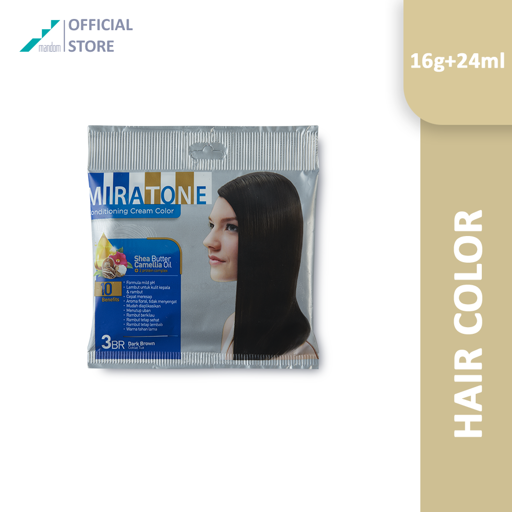Jual MIRATONE Conditioning Cream Color 3BR Dark Brown Sachet | Shopee ...