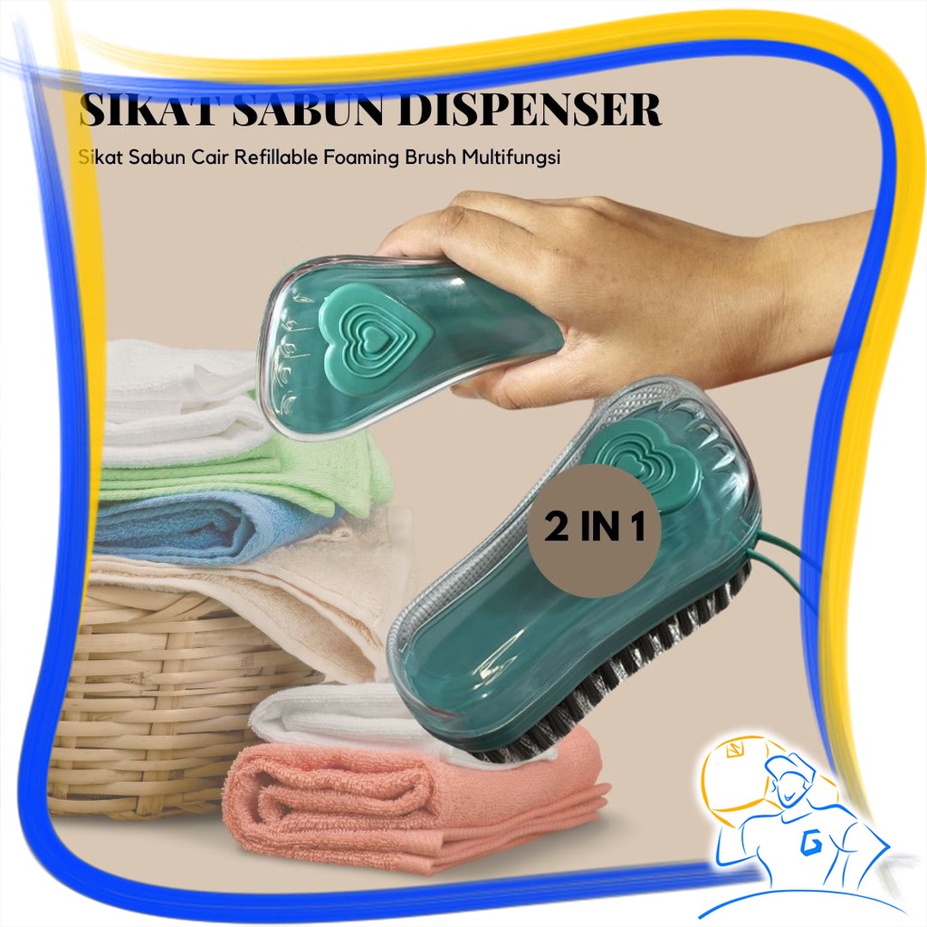 Jual Sikat Cuci Baju Pakaian Lantai Toilet Serbaguna Isi Sabun Cair Refillable Foaming Brush