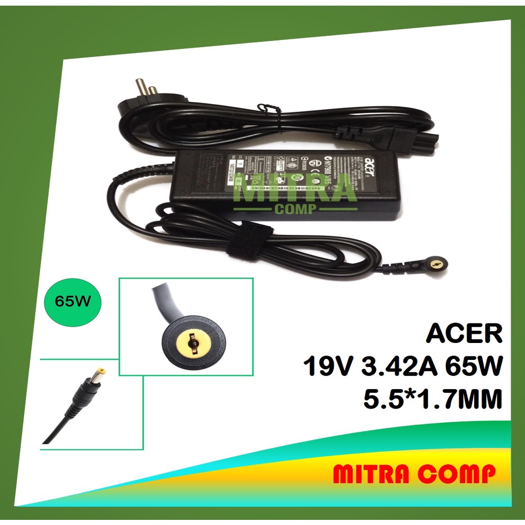 BIUBOTY 65W Cargador 19V 3.42A Compatible Con Acer Aspire 3 5 E15 E5 E3 E1