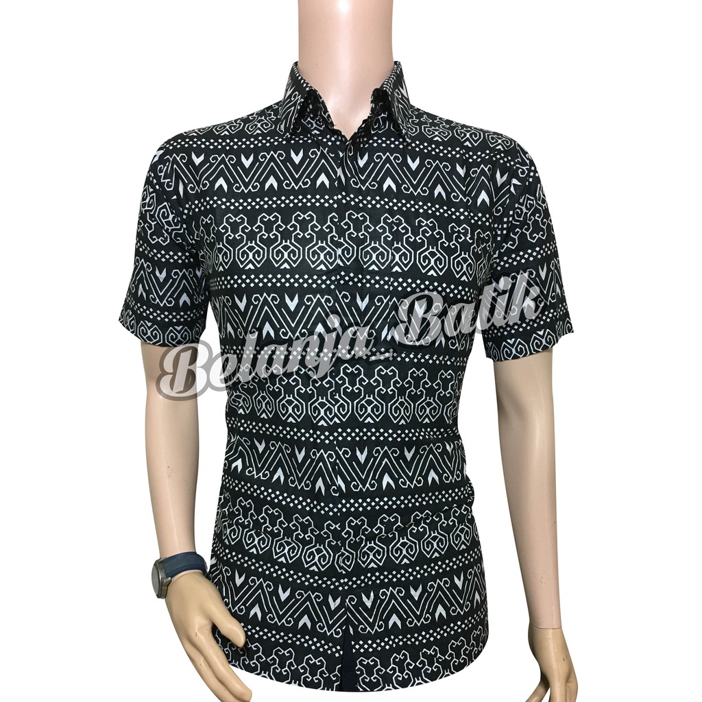 Jual BELANJA BATIK | KEMEJA BATIK PRIA MONOKROM LENGAN PENDEK | Shopee ...