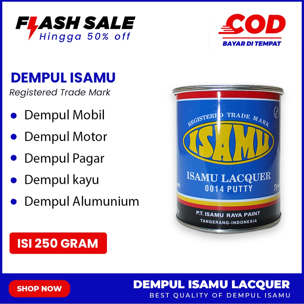 Jual DEMPUL BESI KAYU ISAMU 250 GRAM MOBIL MOTOR PAGAR PLASTIK DEMPUL ...
