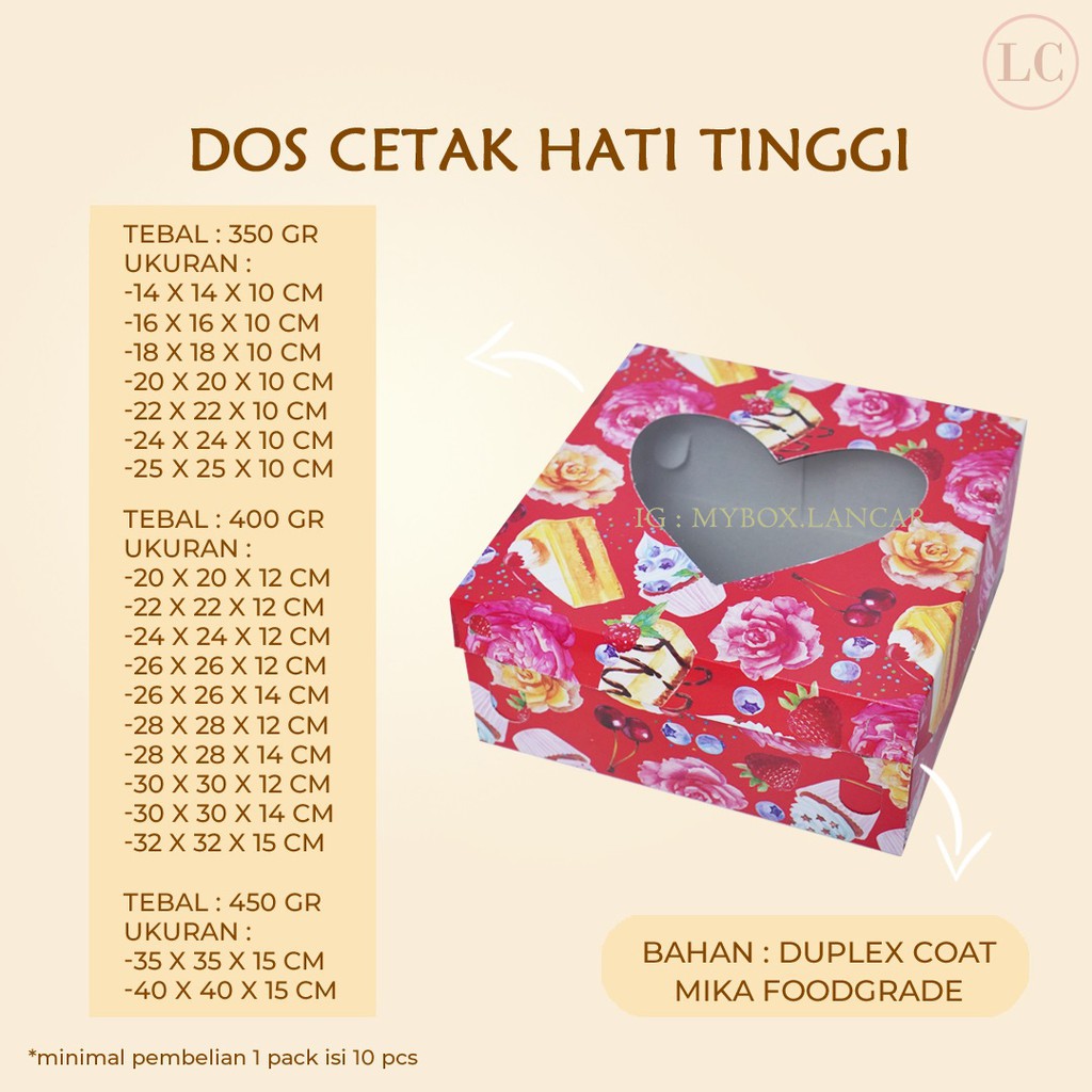 Jual Lembar Box Tart Cetak X X Dos Kotak Motif Dus Merah Tart Roti Kue Cake Hampers