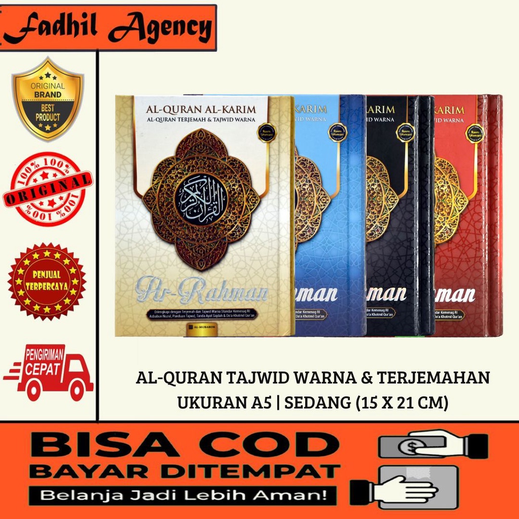 Jual Al Quran Ar Rahman A5 Hard Cover Terjemahan Tajwid Warna Warni ...