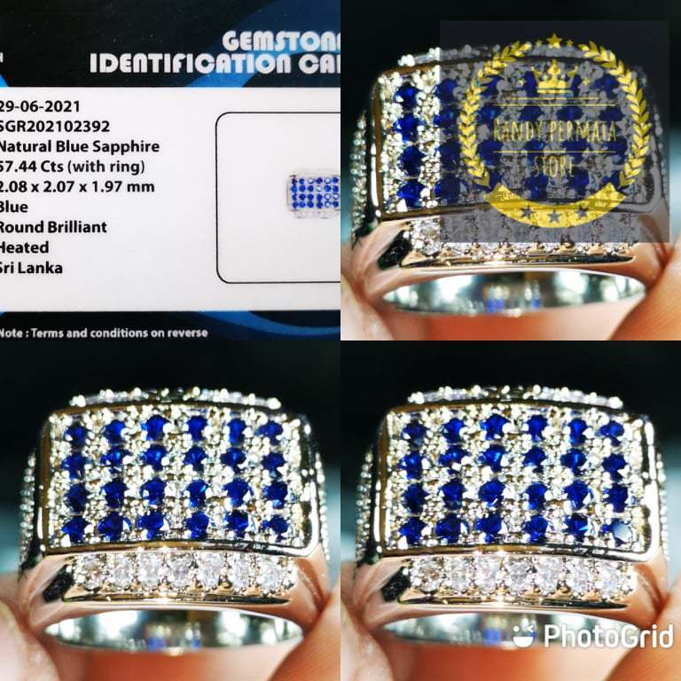 Jual Natural Batu Cincin Permata Saffire 24 Mata Stample Full Tabur Sri ...