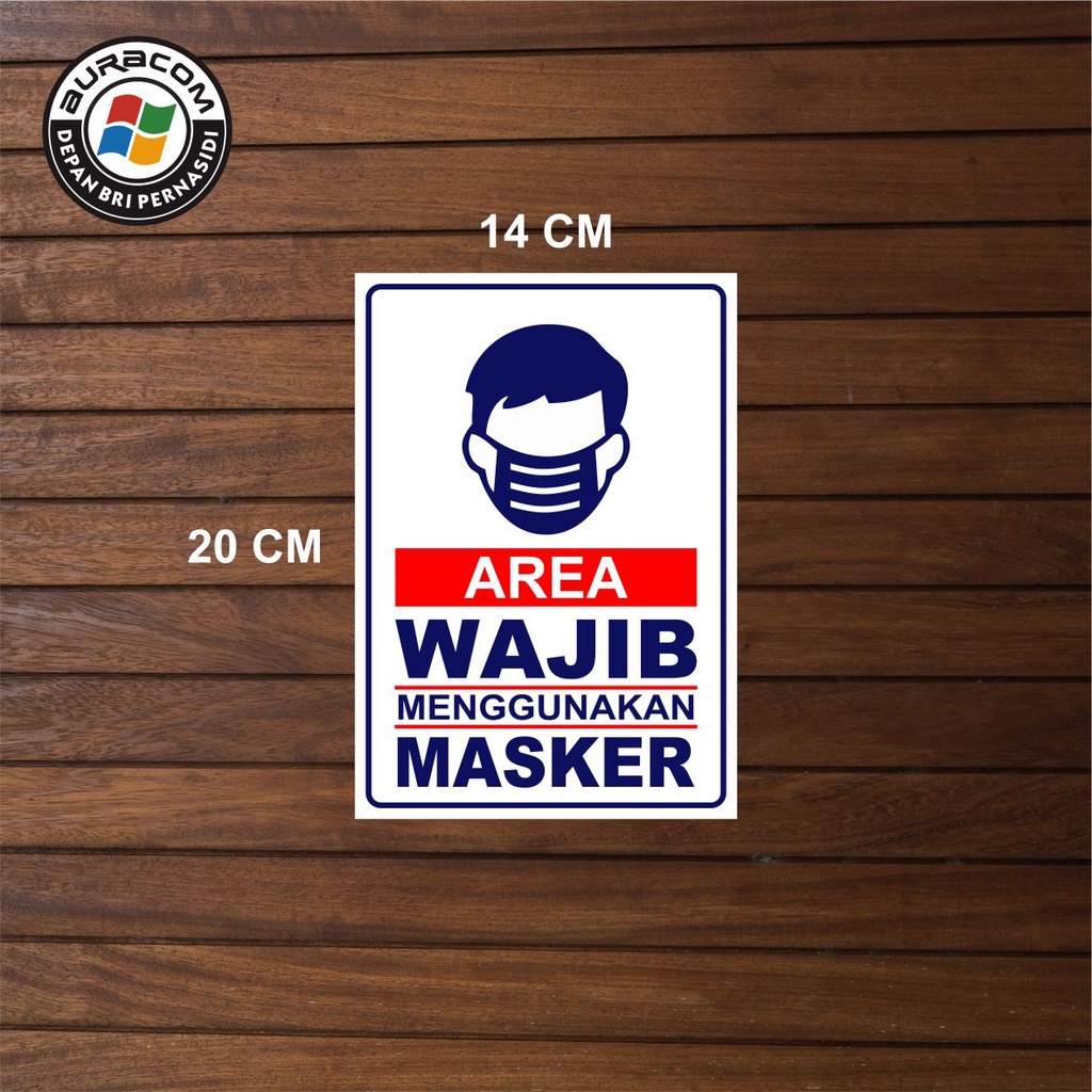 Jual A5 Akrilik Stiker Peringatan Sticker Warning Sign Wajib Pakai Masker Jaga Jarak