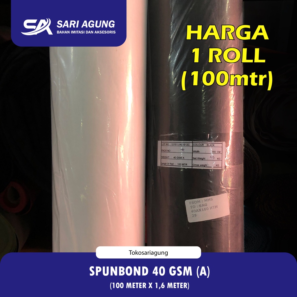 Jual [PESANAN ROL] KAIN SPUNBOND 40 GSM (A) (S) 100m x 1,6m | Shopee ...