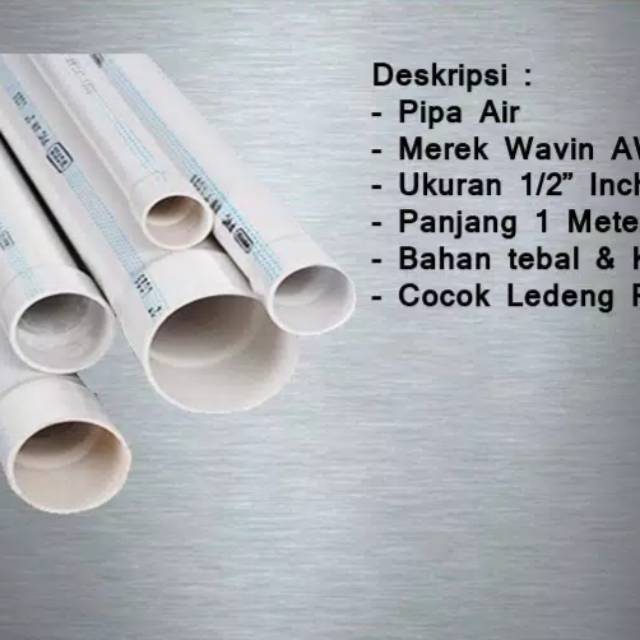 Jual Pipa PVC 1/2" inch Panjang 1 meter Paralon Rucika Wavin AW