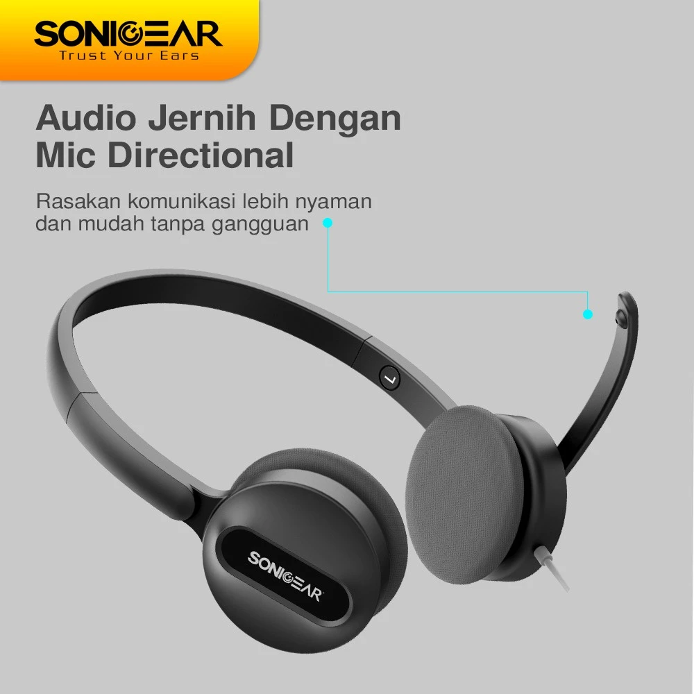 Headset Microphone SonicGear Xenon 3U Headphone Office Sekolah Gaming | Portable Light Weight
