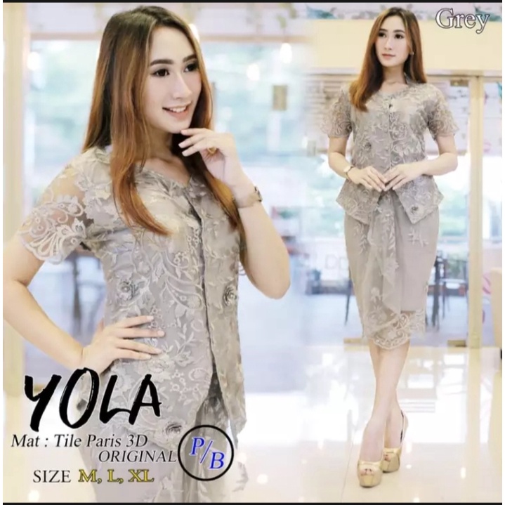 Jual Stelan Kebaya Modern Yola Rok Pendek Setelan Kebaya Encim Premium