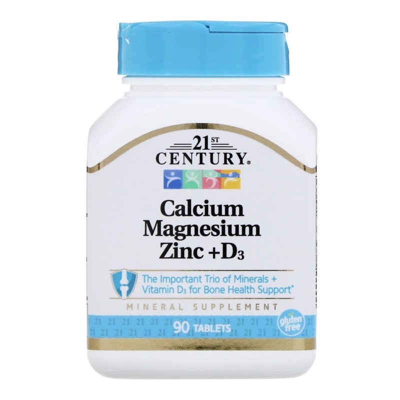 Jual 21st Century, Calcium Magnesium Zinc + D3, 90 Tablets | Shopee ...
