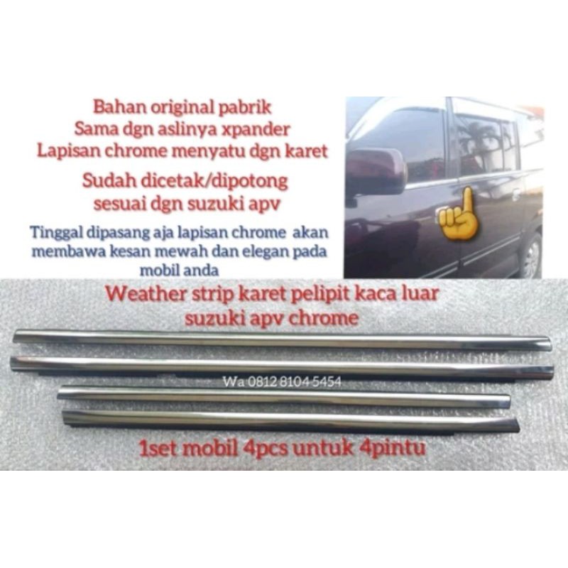 Jual Weather Strip Karet Pelipit Kaca Luar Suzuki Apv Chrome Shopee Indonesia