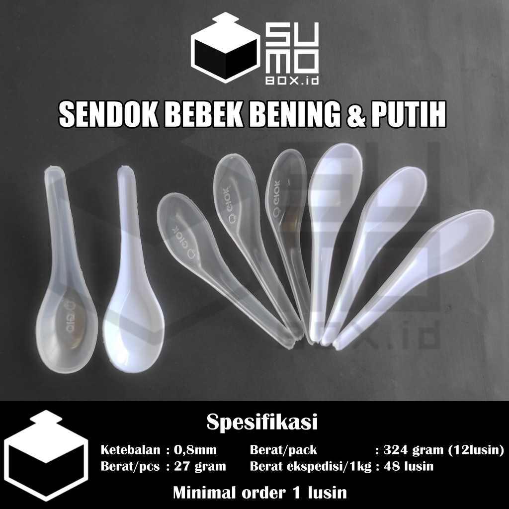 Jual Sendok Bebek Bening Dan Putih Isi 12pcs Sendok Makan Plastik