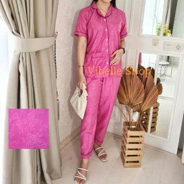 Baju Tidur Piyama Satin Embos Vibelle Lembut Nyaman