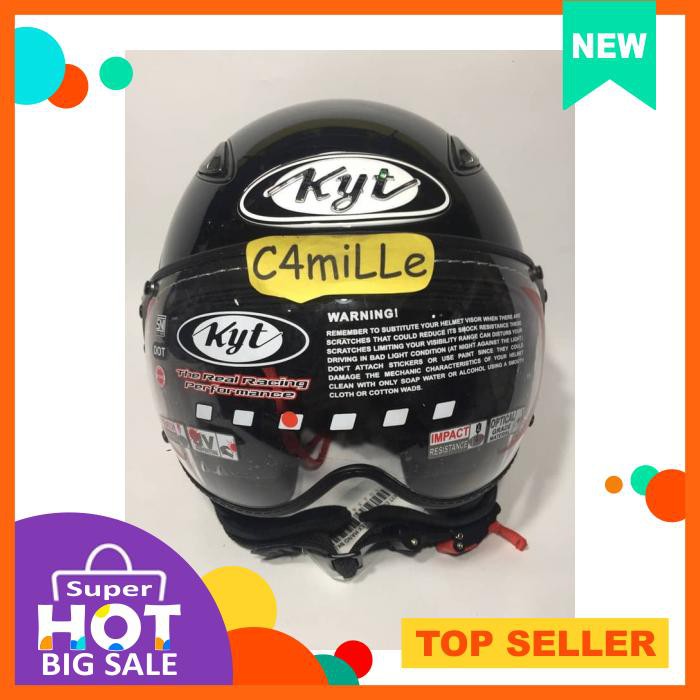 Jual Helm Retro Kyt Elsico Mickey Hand Black Red Half Face Shopee