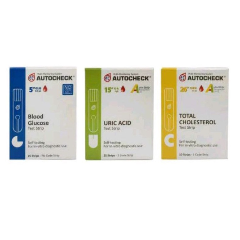 Jual Autocheck Test Strips Gula Darah Asam Urat Kolesterol | Shopee ...