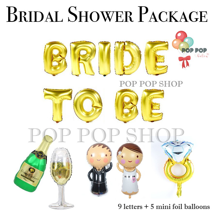 Jual Balon Foil Bride To Be Bride Groom Botol Gelas Cheers Ring Cincin Mini Bridal Shower 5745