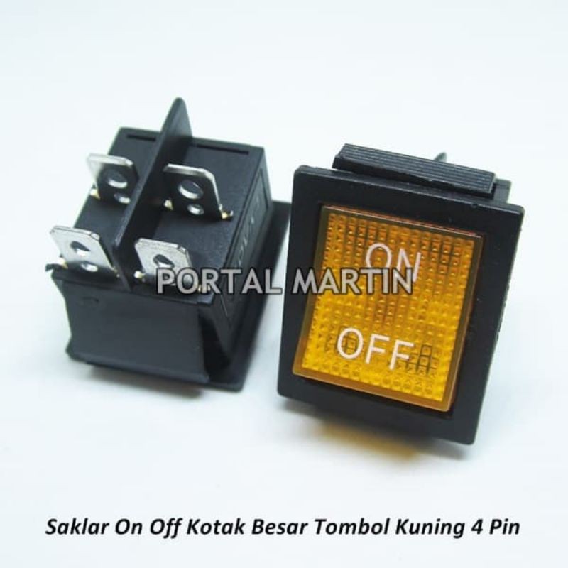 Jual Saklar ON OFF Kotak Besar Tombol Kuning 4 Pin | Shopee Indonesia
