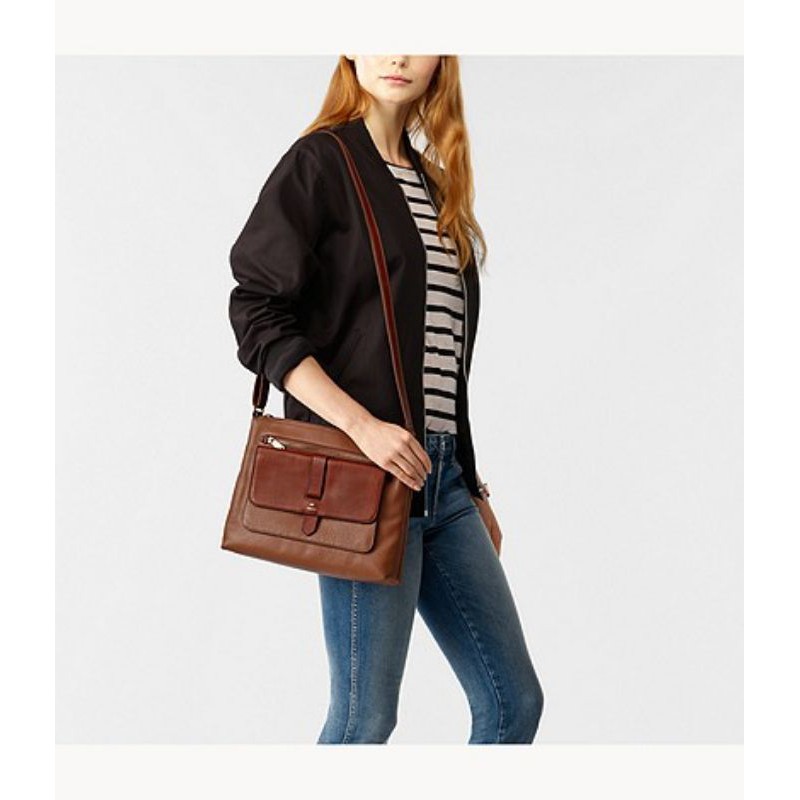Tas fossil original kinley large crossbody brown