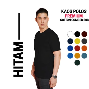 Kaos Polos Cotton Combed 30S Premium Warna Hitam