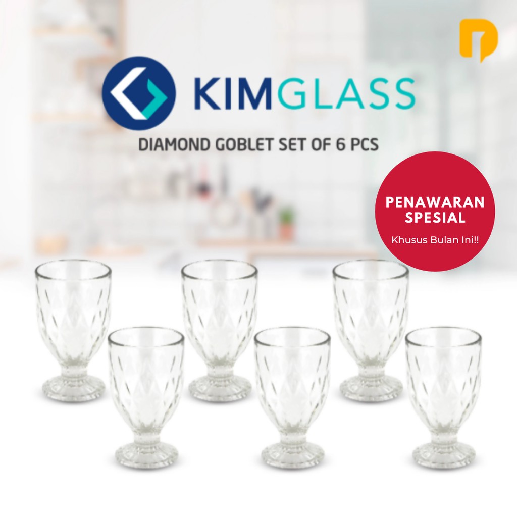 Jual Gelas Kaca Kimglass Diamond Goblet 6 Pcs Shopee Indonesia 1727