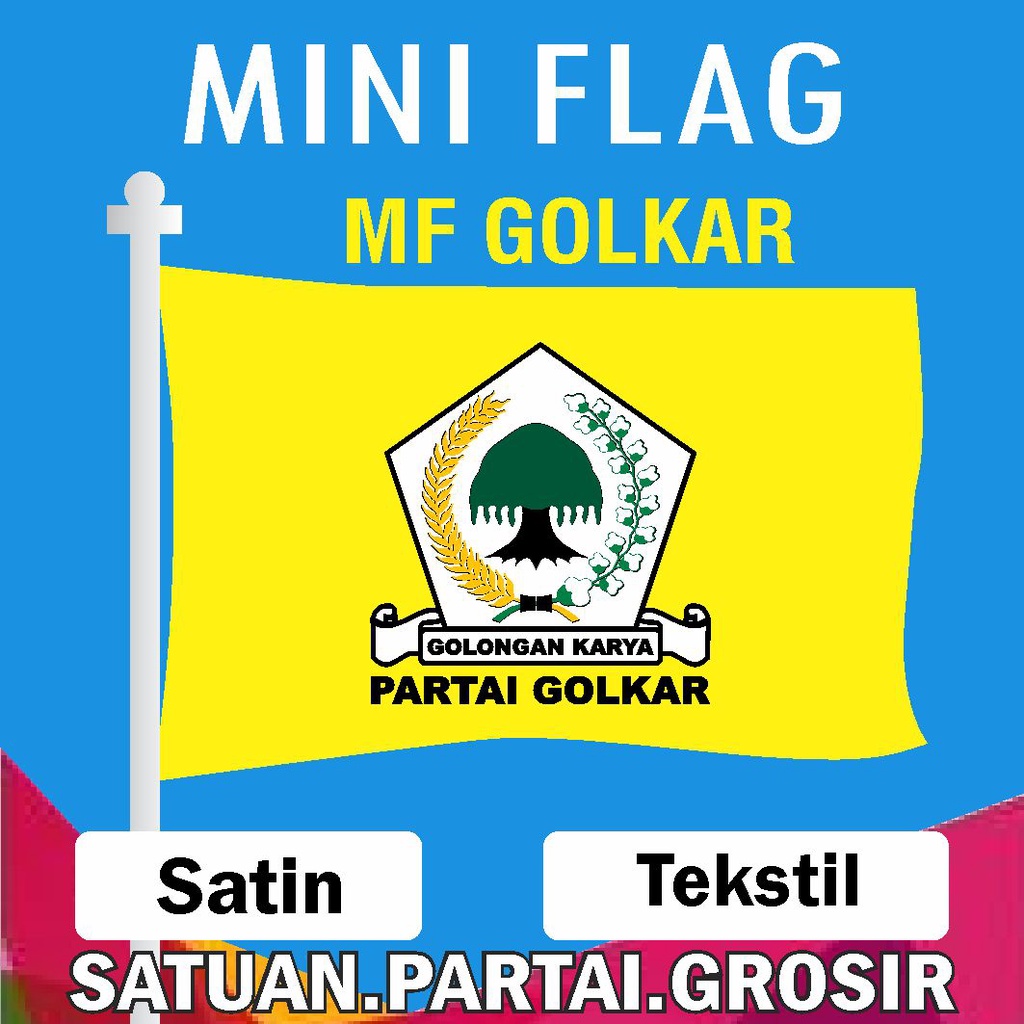 Jual MINI FLAG PARTAI GOLKAR / BENDERA MINI PARTAI GOLKAR / BENDERA ...