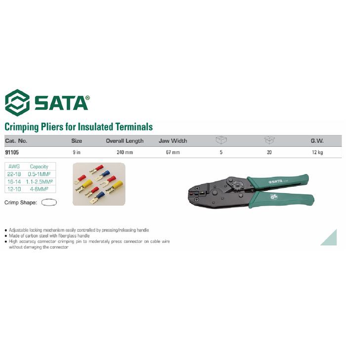 Jual SATA 91105 Tang Crimping Heavy Duty Crimping Tool 9 Inch | Shopee ...