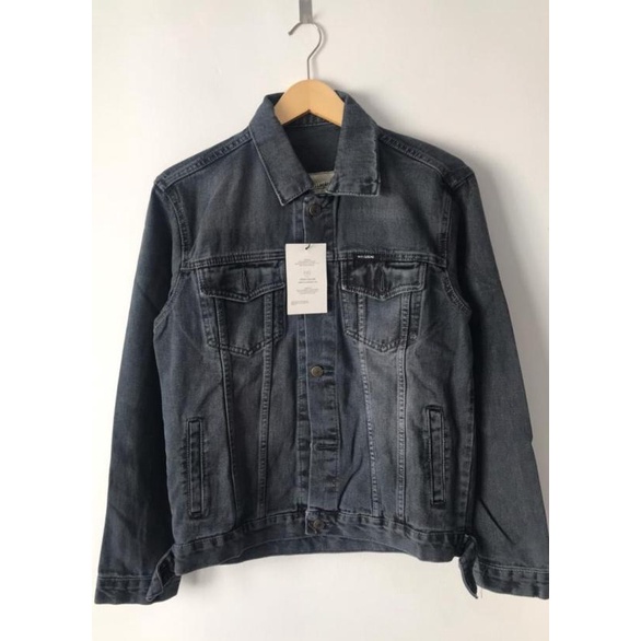 JAKET JEANS PULL BEAR GREY WASH PRIA JACKET LEVIS P B ABU PULLANDBEAR