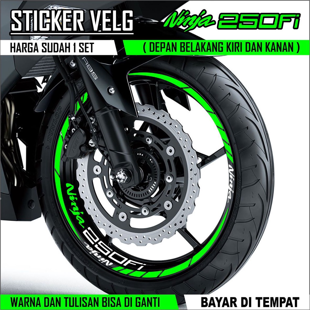 Jual Stiker velg custom kawasaki ninja 250 fi injeksi sticker lis whell