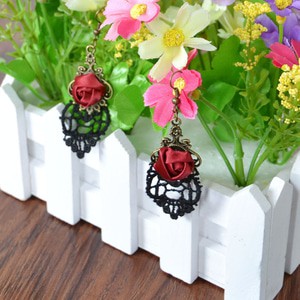 Jual anting gothic lolita renda lace mawar rose steampunk victorian ...