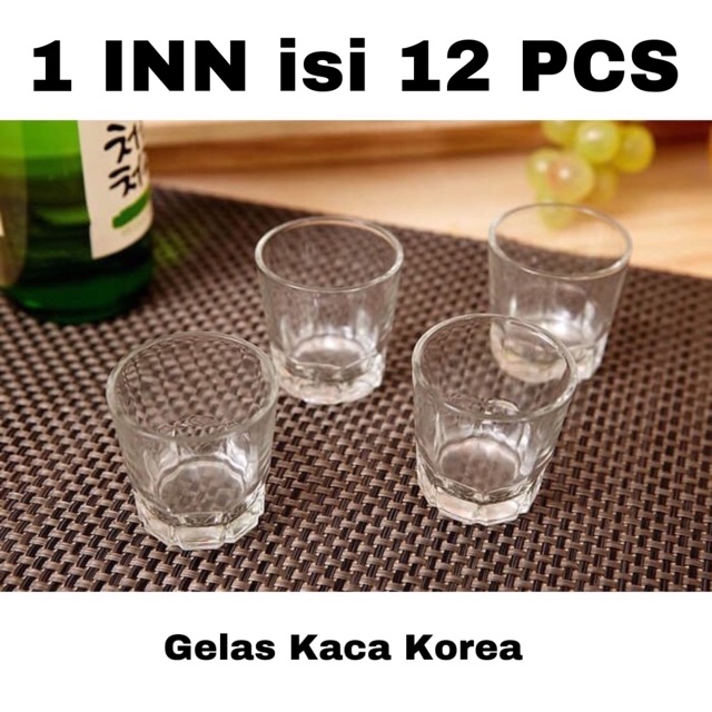 Jual 1 Set Isi 12 Pcs Gelas Sloki Polos Gelas Soju Korea One Shot Glass Seloki Kaca Gelas 