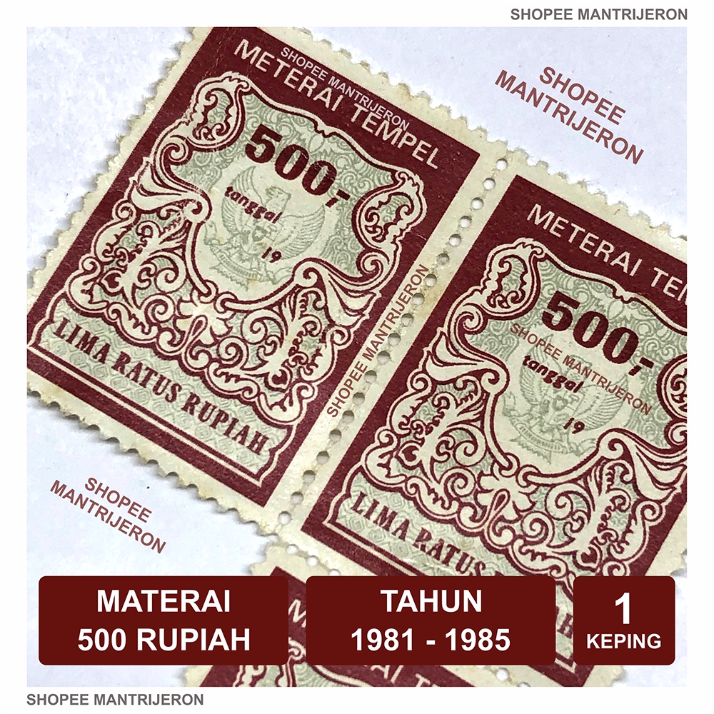 Jual Materai 500 Tahun 1981-1985 Meterai Tempel Lima Ratus Rupiah Lama ...