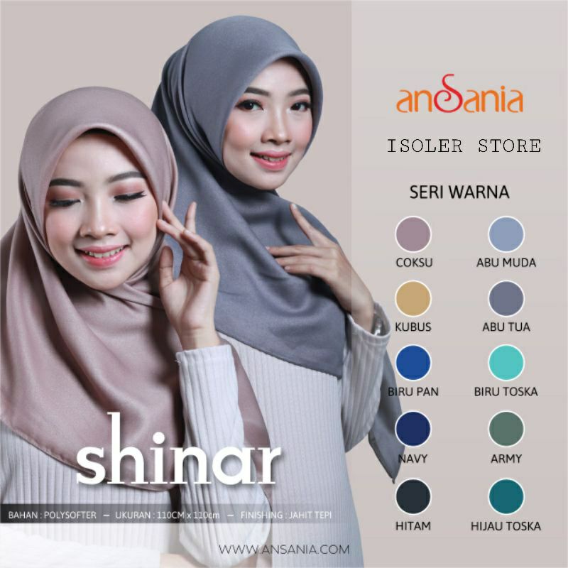 Jual Jilbab Segiempat Shinar Glamour Glitter Jahit Tepi 110 X 110 Original Ansania Shopee 2218