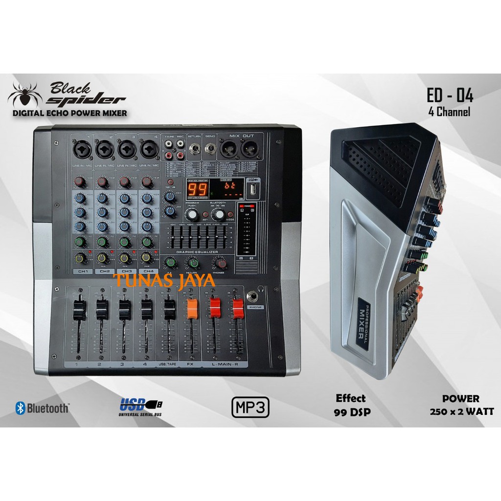 Jual Power Mixer 4 channel Blackspider ED4 99 DSP ED 4 Amplifier Mixing