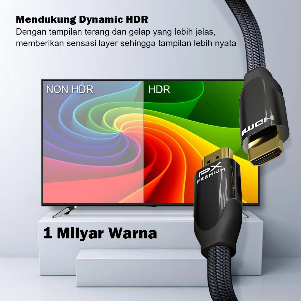 Kabel HDMI Ultra HD 4K High Speed HDR Nylon Braided 1.2M PX HD2-1.2MX