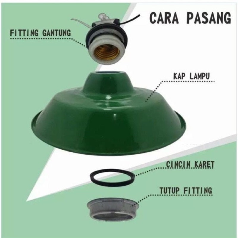 Jual Kap Lampu Set Jalan Wd Hijau Gantung Topi E27 Shopee Indonesia