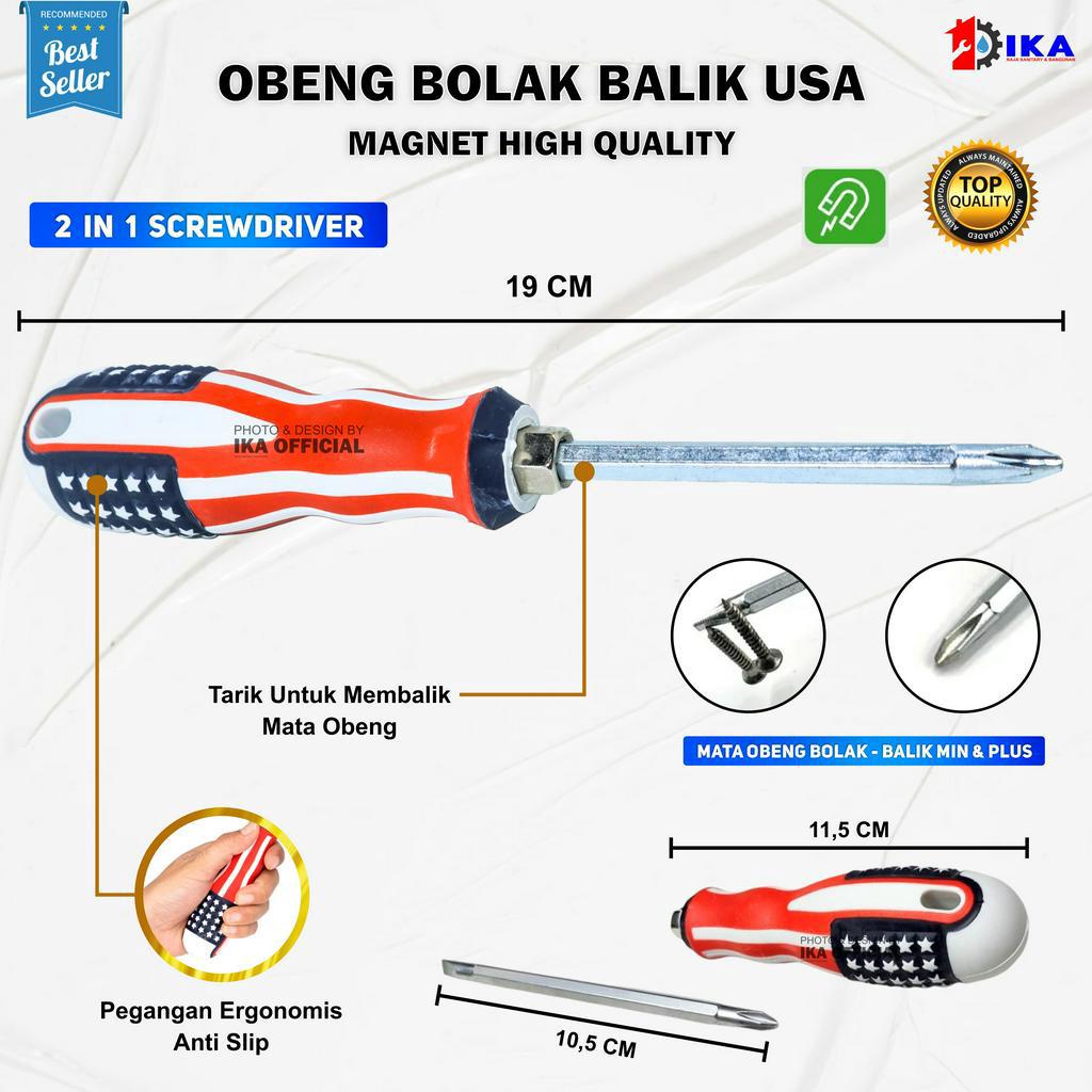 Jual Obeng Bolak Balik USA Amerika 4 Inch Obeng Plus Minus Termurah ...