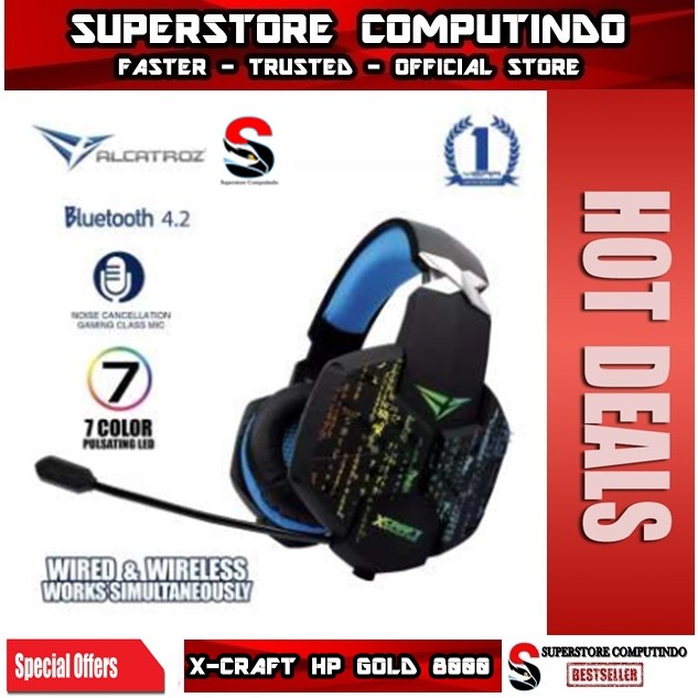 Jual Alcatroz XCraft HP Gold 8000 Wireless Bluetooth Gaming Headset