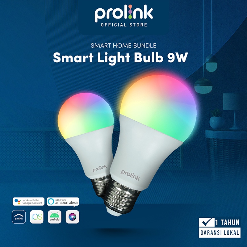 Jual Prolink Smart Home Light Bulb 9W LED RGBWW Bohlam Wifi IoT ...