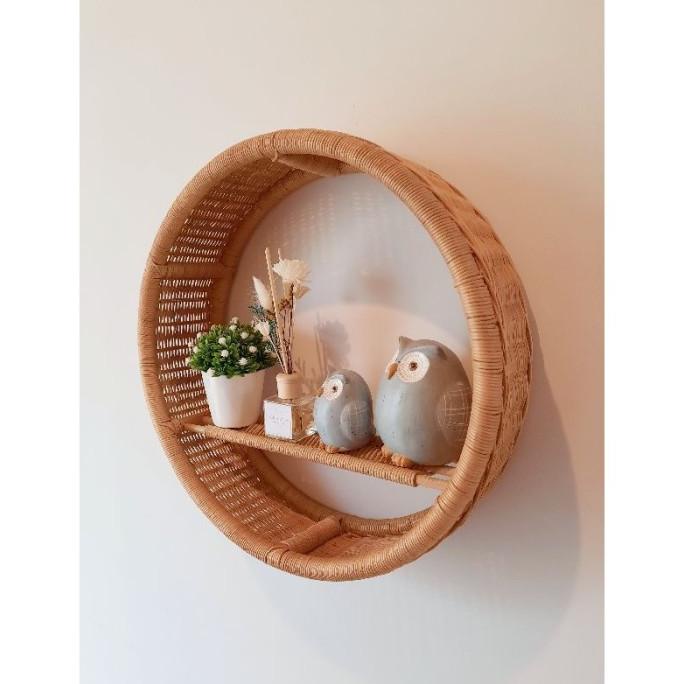 Jual Rak Dinding Rotan Bulat / Hiasan Dinding Anyaman/ Rak Gantung ...