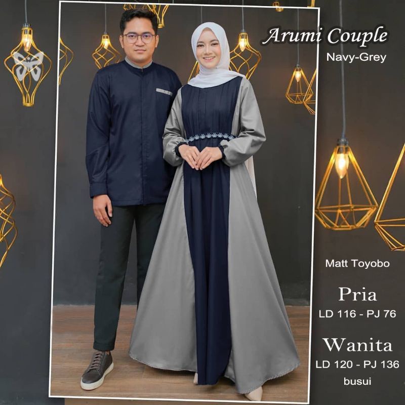 Jual Baju Couple Kondangan Kekinian Modern Kapel Pesta Elegan Mewah Pasangan Muslim Couple
