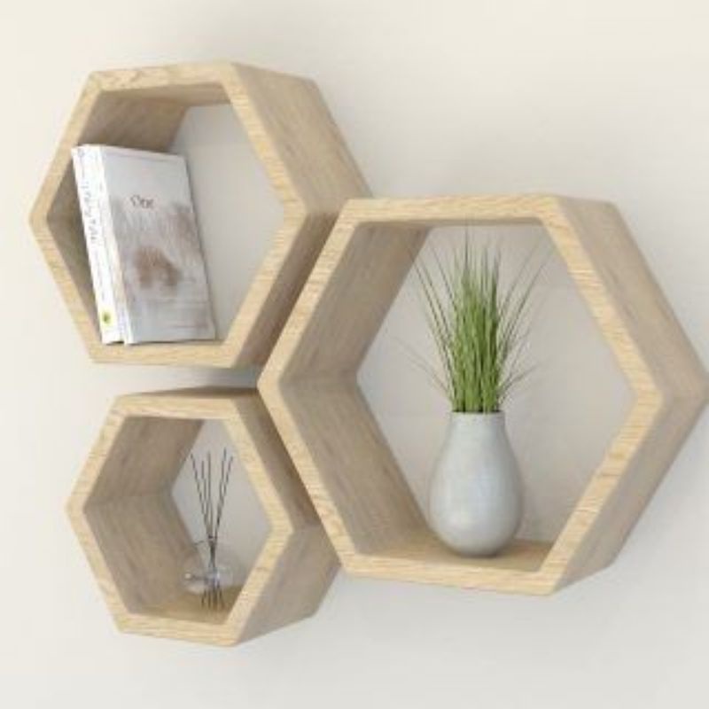 Jual Hexagonal/Rak dinding Hexagonal/Rak Buku/Hiasan Dinding/Rak ...