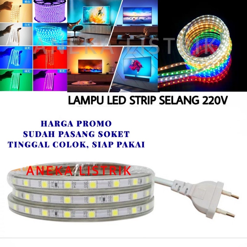 Jual PAKET LAMPU LED STRIP SELANG 220V LENGKAP TINGGAL COLOK 5050 LAMPU ...