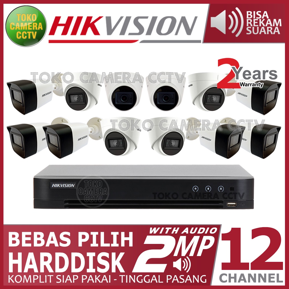 Jual PAKET CCTV HIKVISION 2MP 16 CHANNEL 12 KAMERA AUDIO | Shopee Indonesia