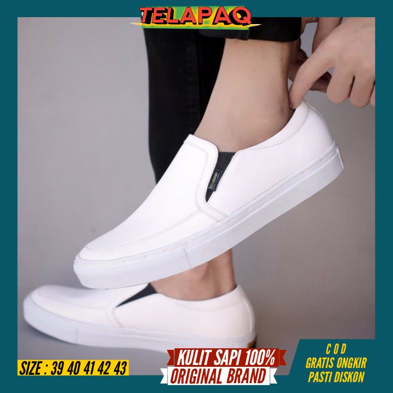 Jual Sepatu Putih Pria Sneakers Kulit Sapi Original Telapaq X Manji