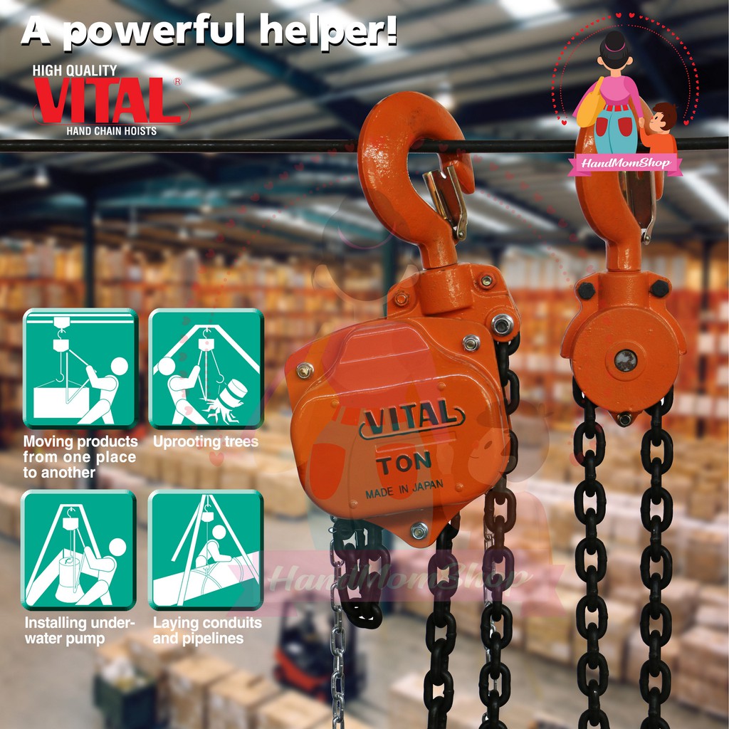 Jual CHAIN BLOCK TAKEL VITAL 1,5 TON X 5 METER JAPAN | Shopee Indonesia