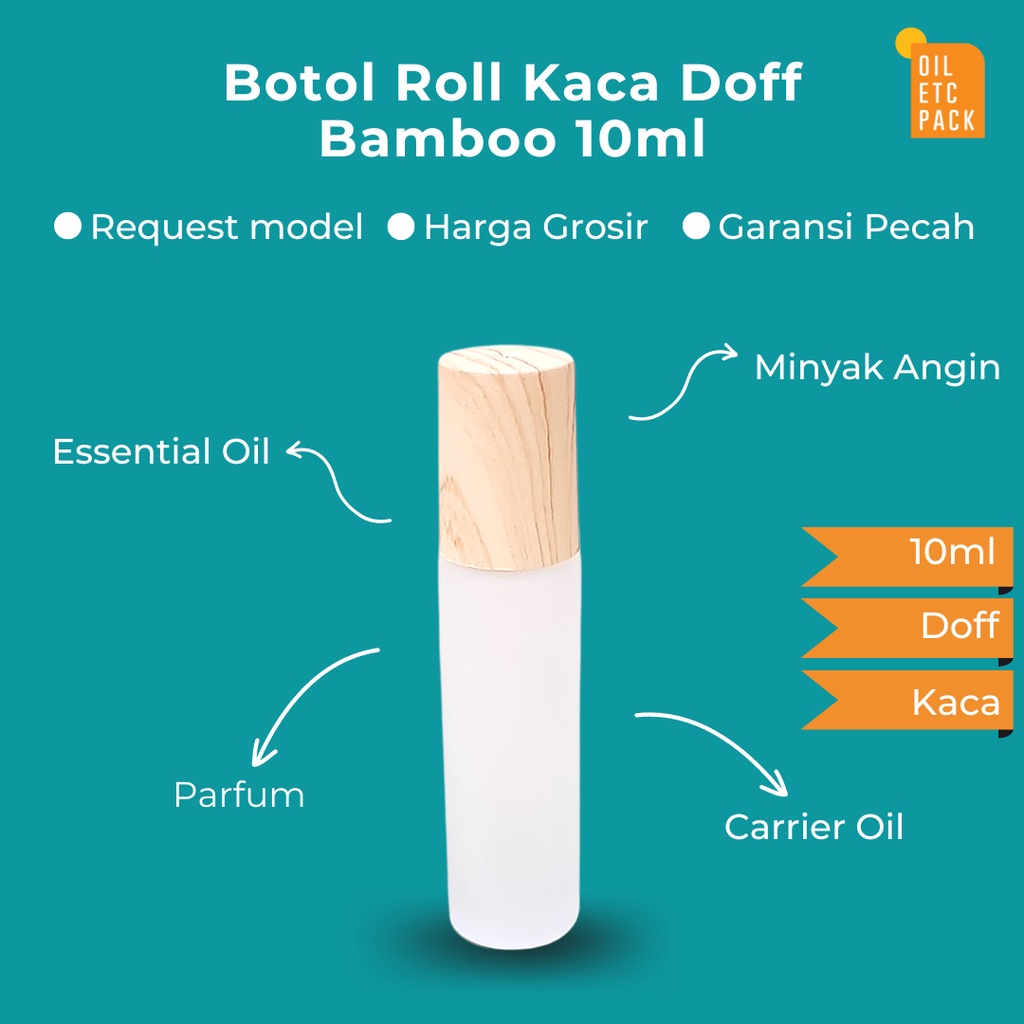 Jual Botol Roll Kaca Doff Tutup Bamboo 10ml / Roller Stainless / Wadah ...